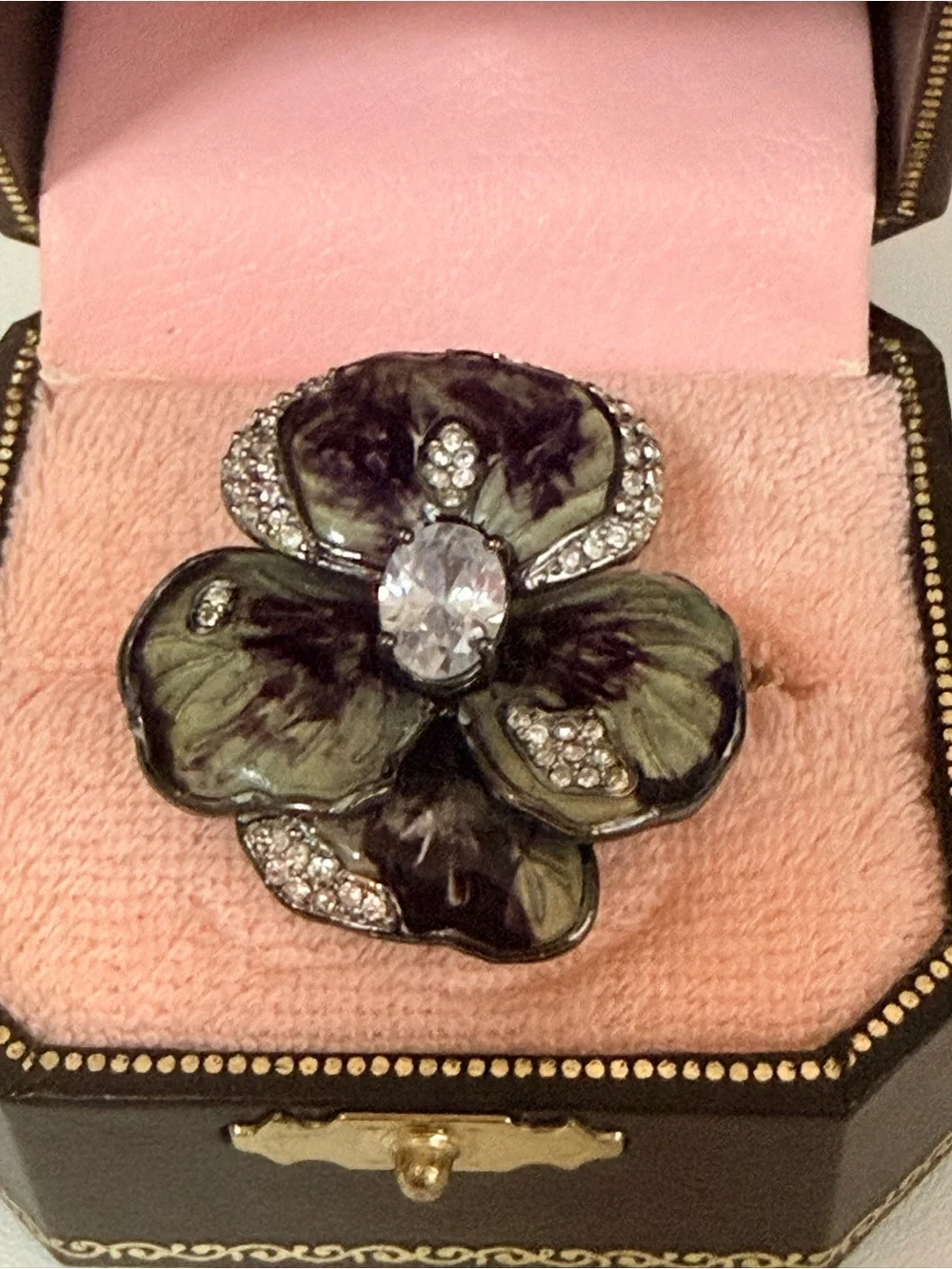 NIB Juicy Couture Pansy Ring with Crystal Center | Size 6